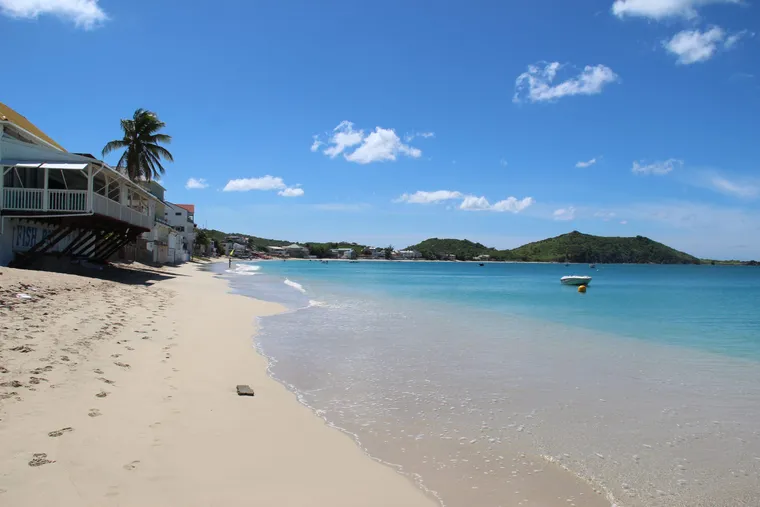 Coastal road running along the Grand Case seafront, Saint-Martin