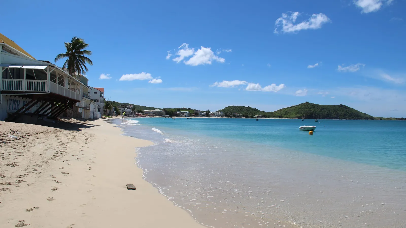 Coastal road running along the Grand Case seafront, Saint-Martin